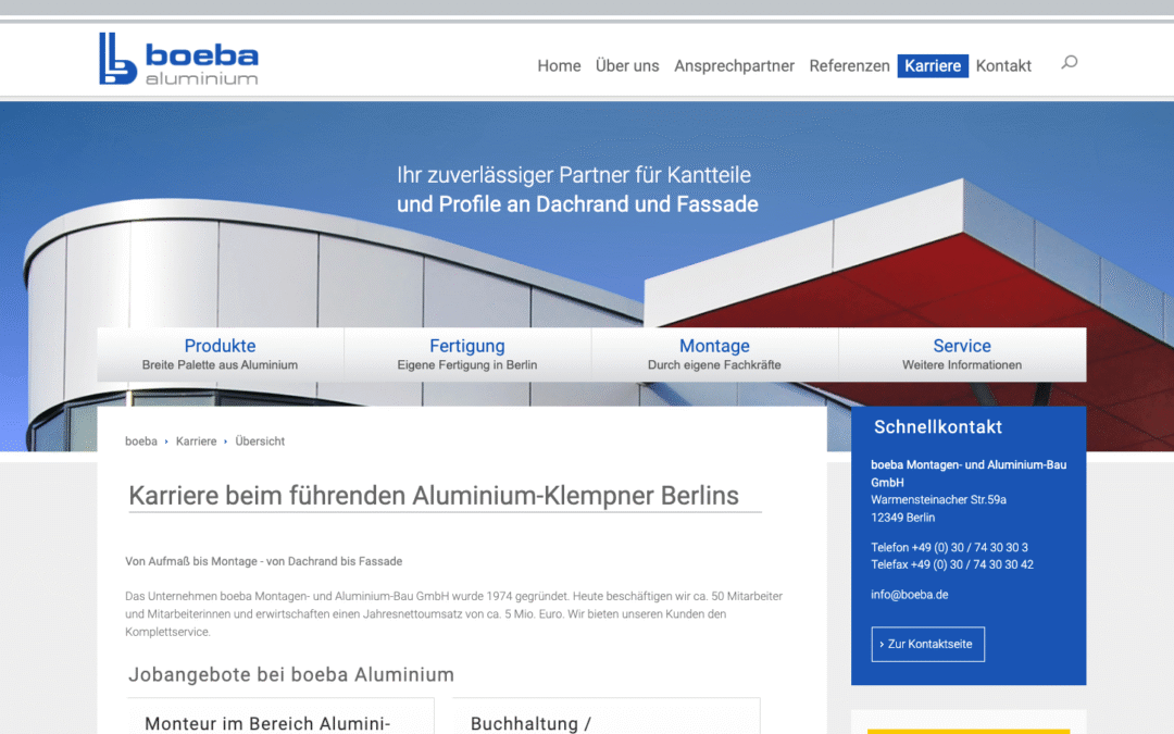 Ausbildungsplatzoffensive – Heute im Fokus: boeba Montagen‑ und Aluminium‑Bau GmbH